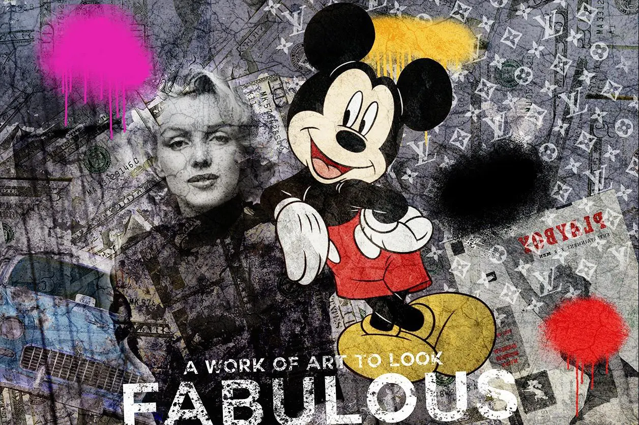 Pop art artwork Marylin Monroe &amp; Mickey Mouse