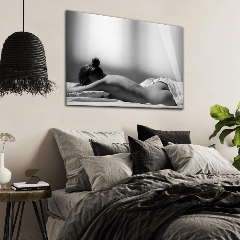 Black and white artistic photo print plexiglass woman