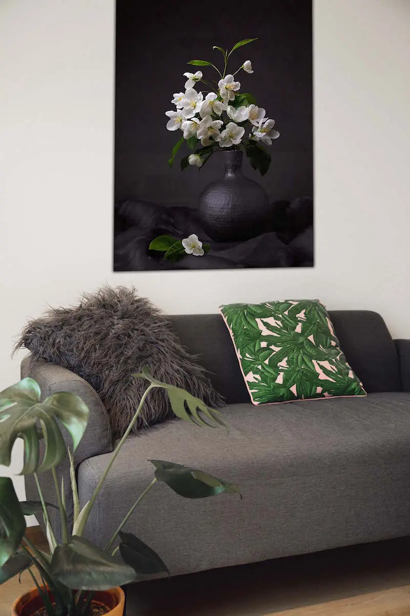 Galerie d'art peinture acrylique sur verre fleurs nature morte