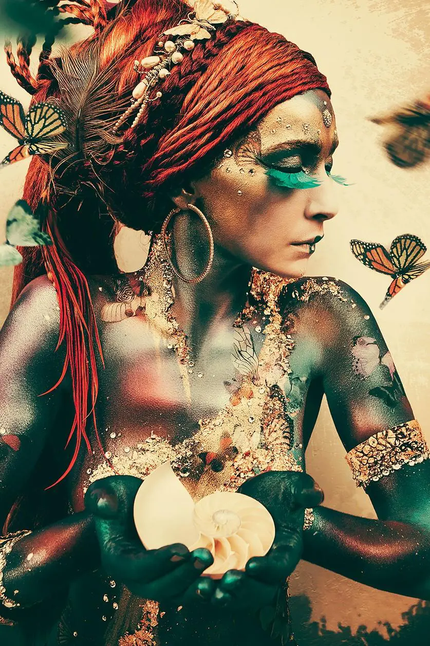 woman with butterflies by jaime ibarra I