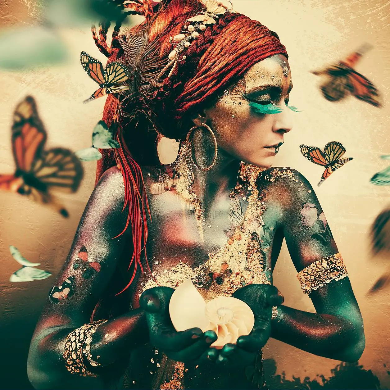 woman with butterflies by jaime ibarra I