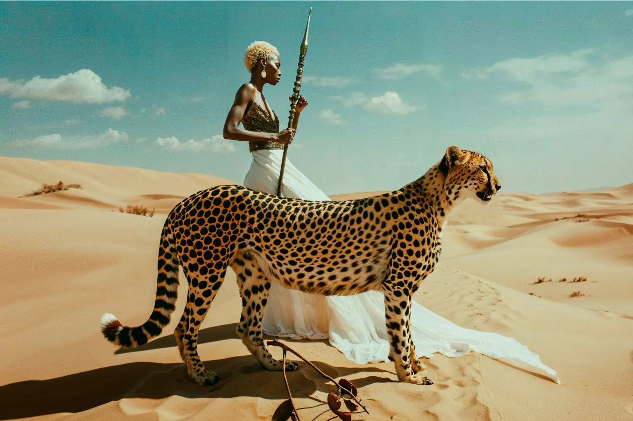 Plexiglass art cheetah and African culture